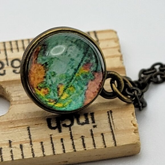 Plunder Design Traveler Necklace World  Map Globe Pendant Brass Tone 19" Adj. - Picture 3 of 4